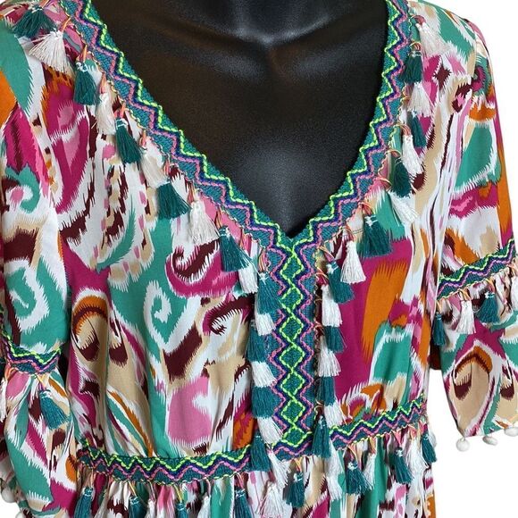 Anany maxi dress colorful bohemian embroidered tassel Resortwear maxi dress med - Picture 6 of 10